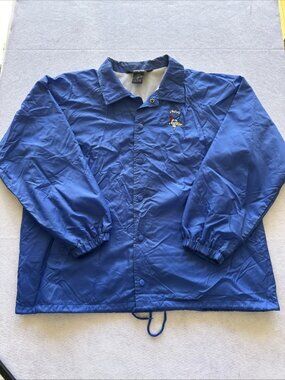 Auburn Sportswear Vintage 90s Nylon Bomber Jacket Blue Snap Front